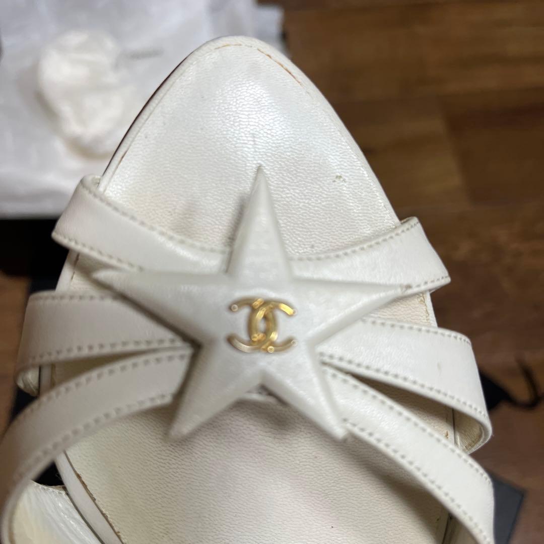CHANEL ホワイト サンダル 中ヒール36C