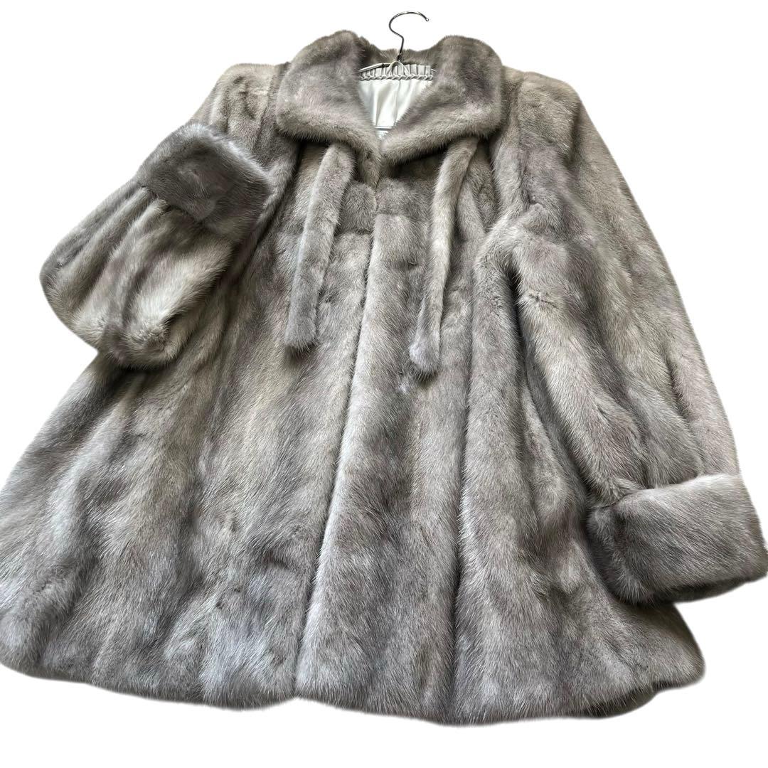 着丈80cm サファイアミンク リアルファーコート 毛並み◎ なめし柔らか