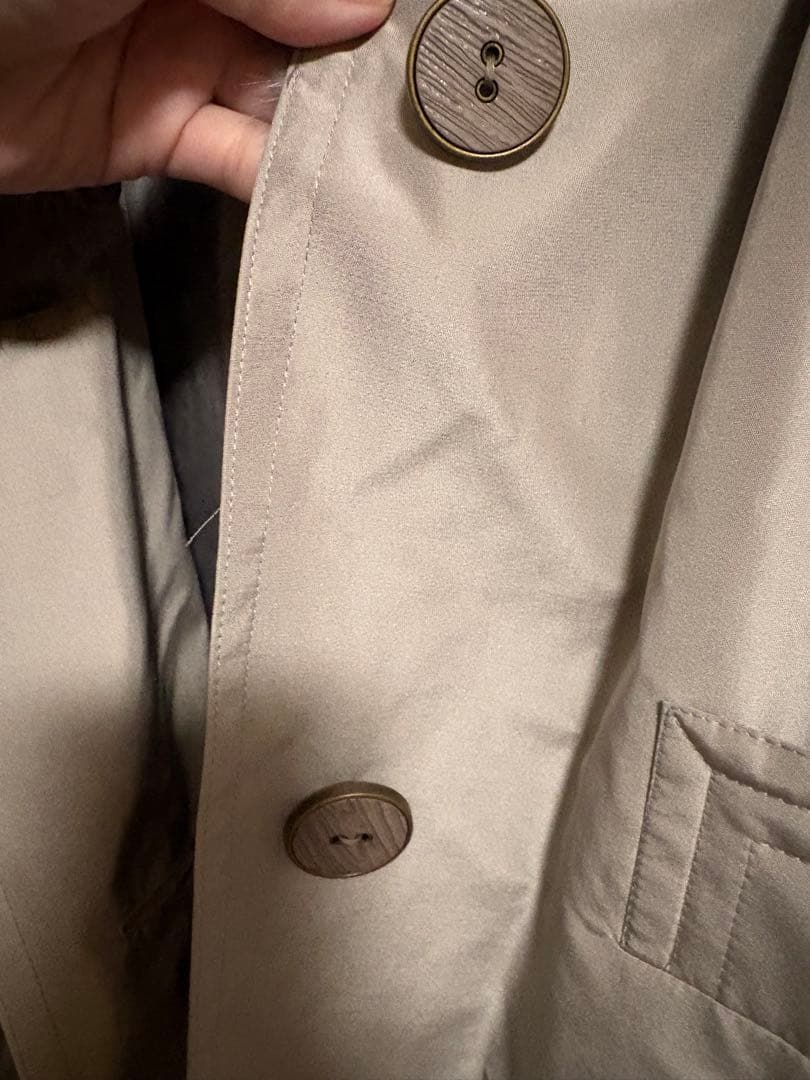 エンバミンクコート　シルク　訳あり（ライナー無）　ミンク取り外し可　グレー