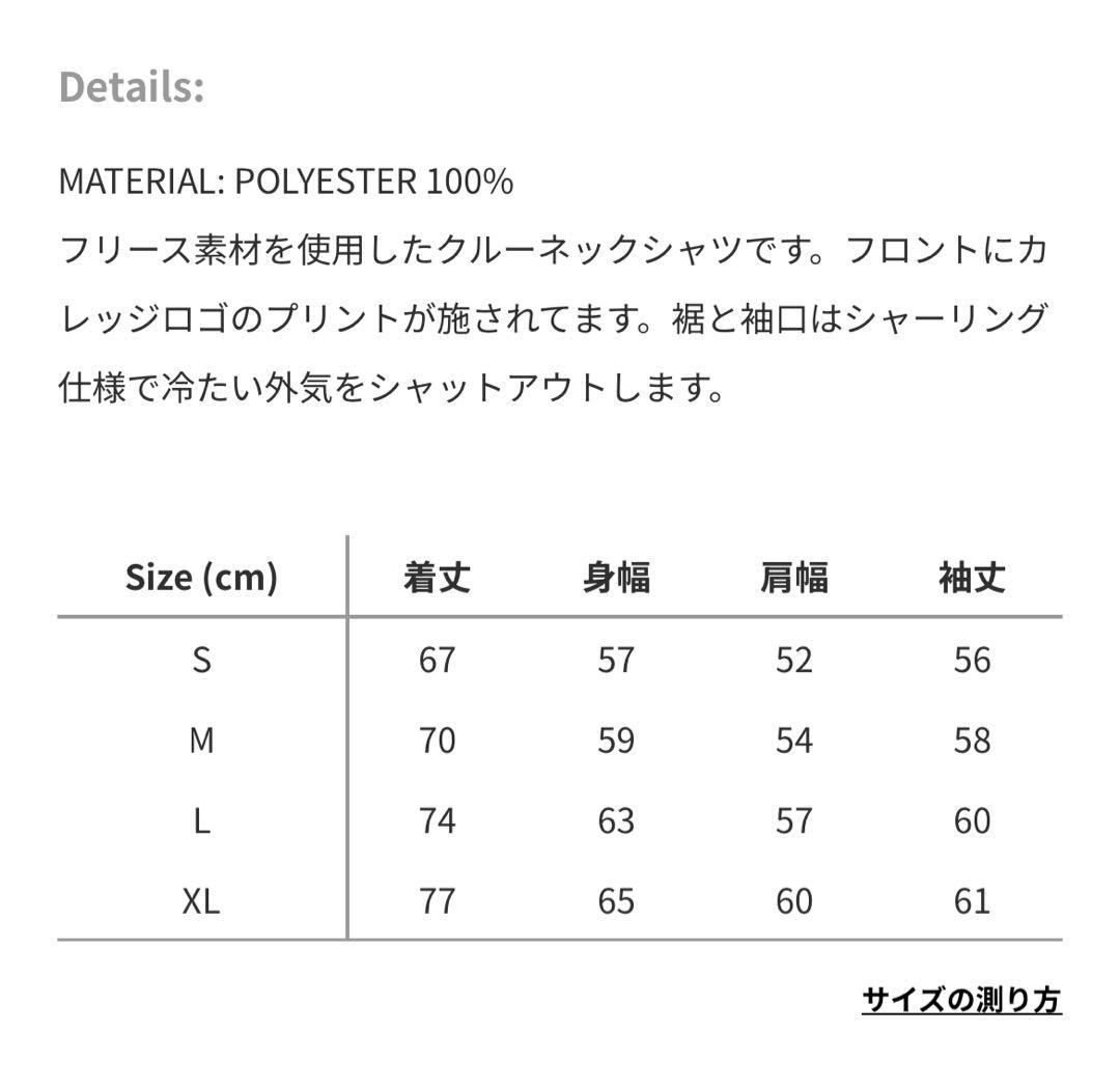 タ*コ様 challenger COLLEGE FLEECE L グレー