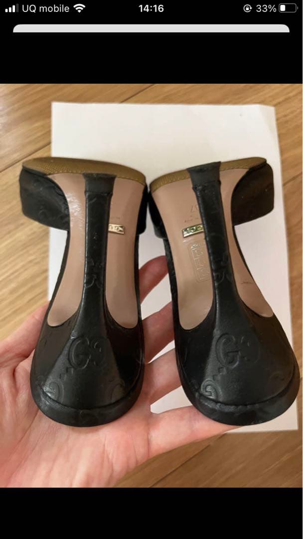 GUCCI ブラック オープントゥ ミュール❣️37