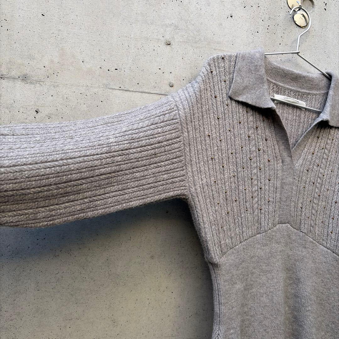 値下げ！ラグナムーン　ケーブルビジューIラインニットワンピース