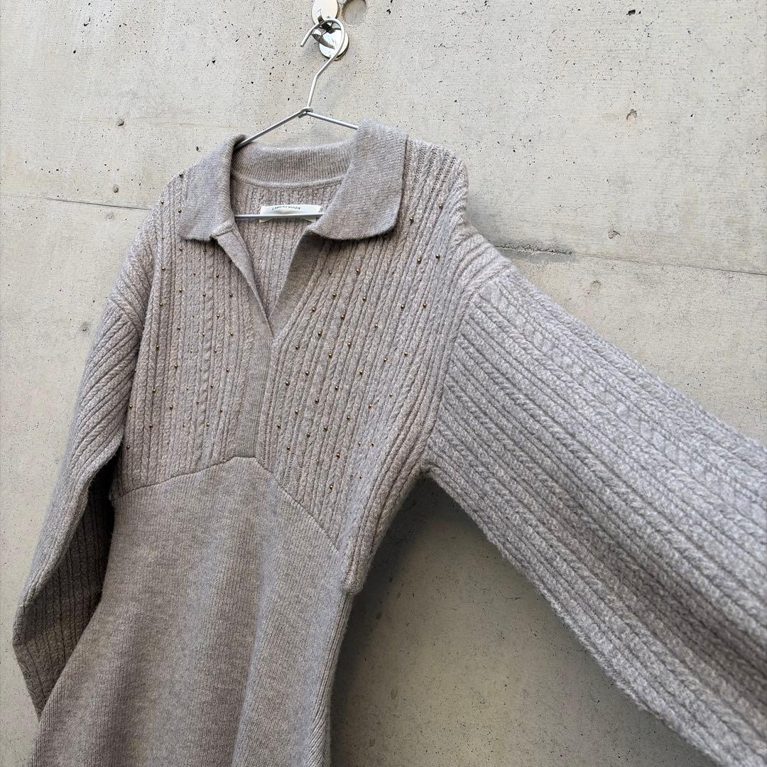 値下げ！ラグナムーン　ケーブルビジューIラインニットワンピース