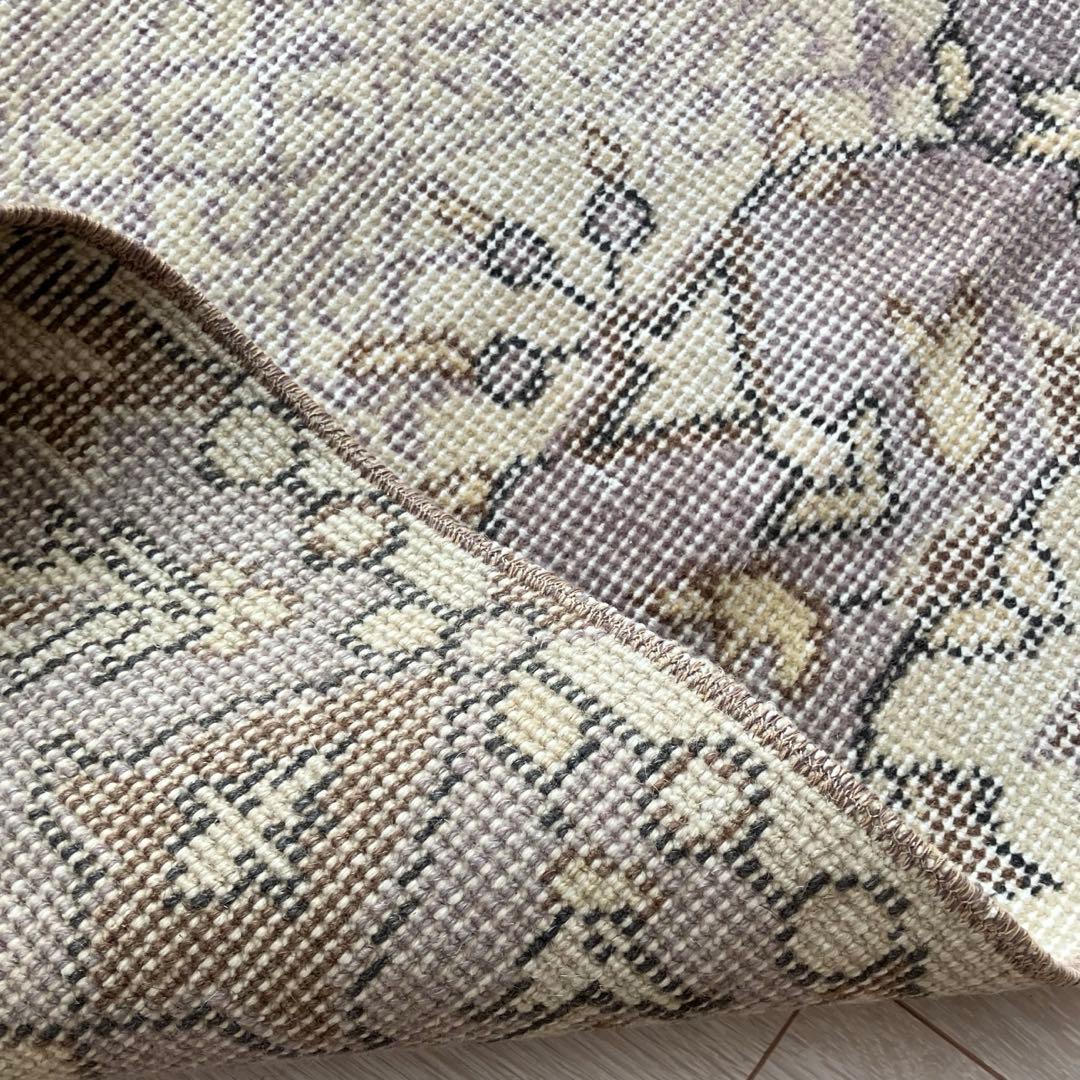 3m超ロング／76×297 グレー　メダリオンランナー　トルコヴィンテージラグ