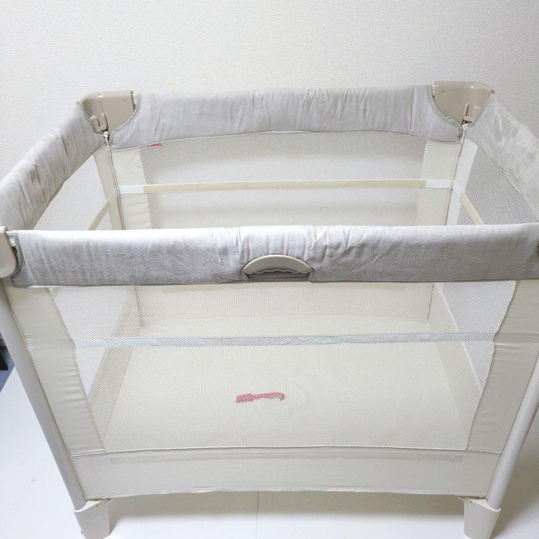 【良品】Aprica ココネルエアープラスAB ベビーベットホワイトベージュ