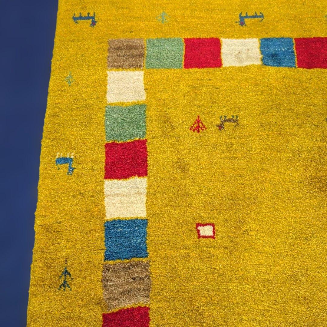 世界に一つだけの手織り絨毯 ギャッベ ラグ 178×115cm ウール100%