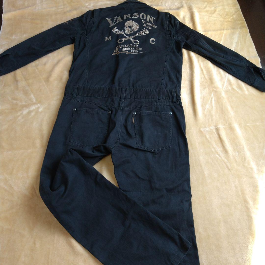 バンソン ツナギ XL 刺繍 ブラック 黒 バイカー バイク