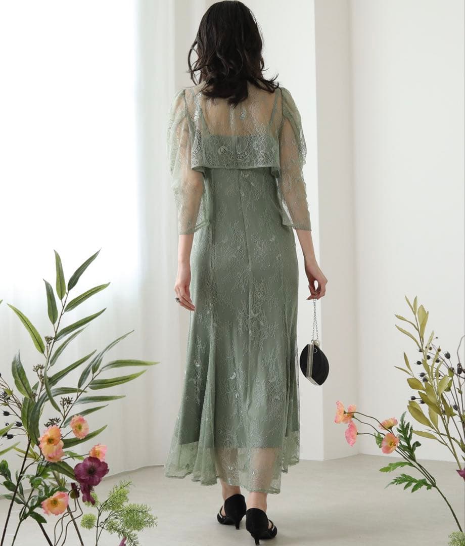 カナ　3way レースボレロセット フレア パーティー ドレス 2点 セット　L