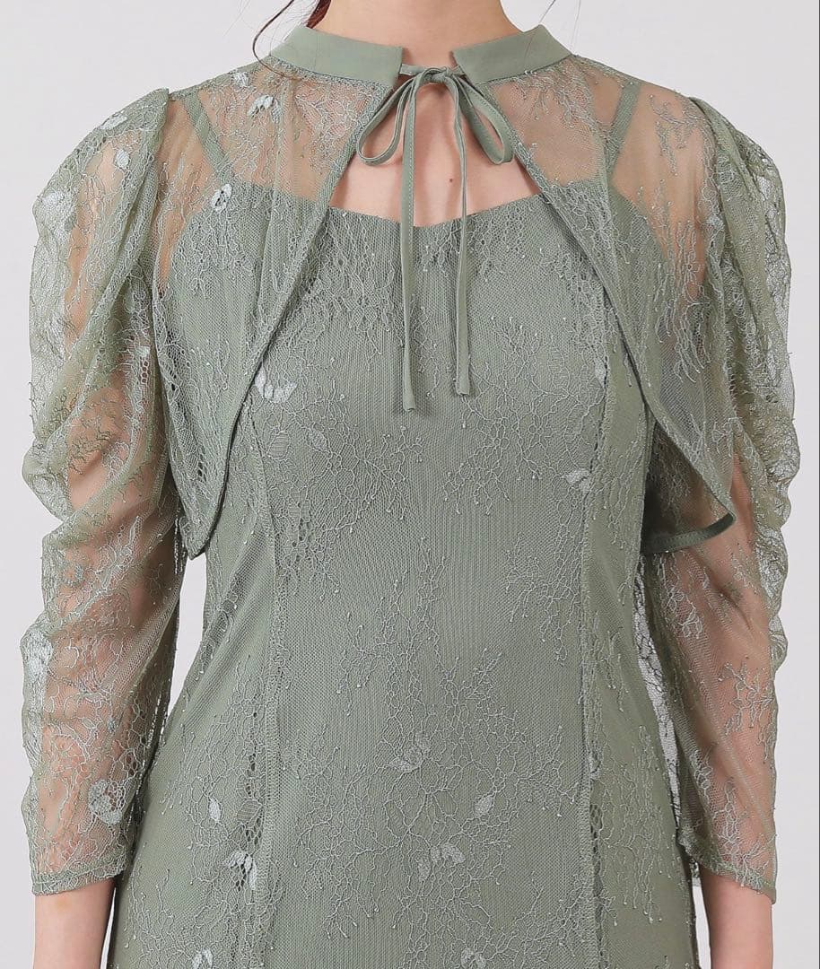 カナ　3way レースボレロセット フレア パーティー ドレス 2点 セット　L