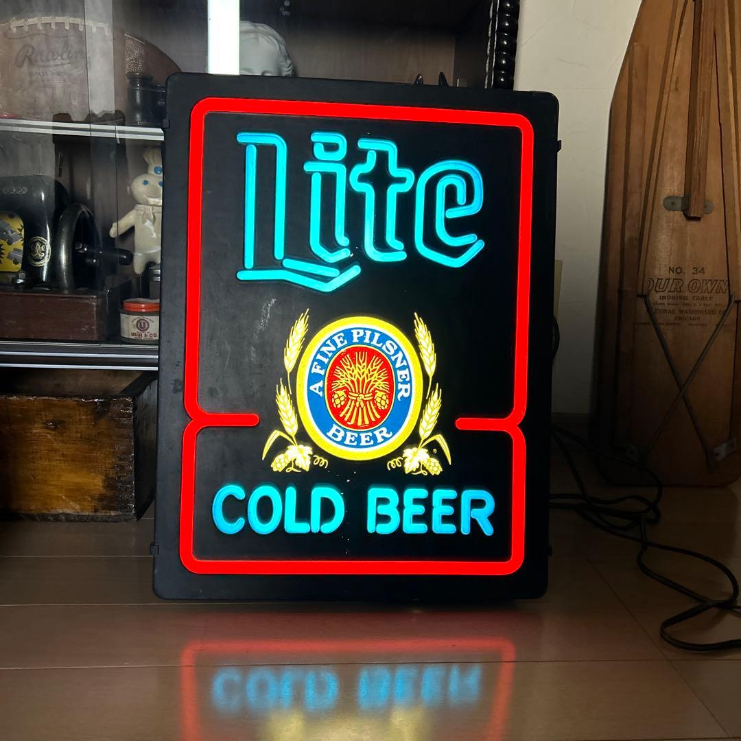 80's ヴィンテージ Miller Lite Beer ライトサイン 看板