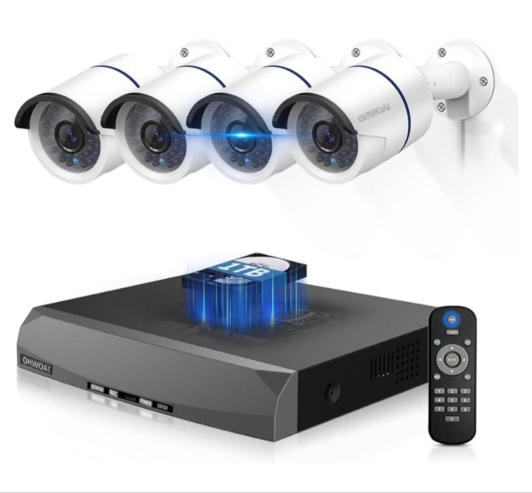 665 未開封　【30メートル超強暗視】OHWOAI POE防犯カメラセット