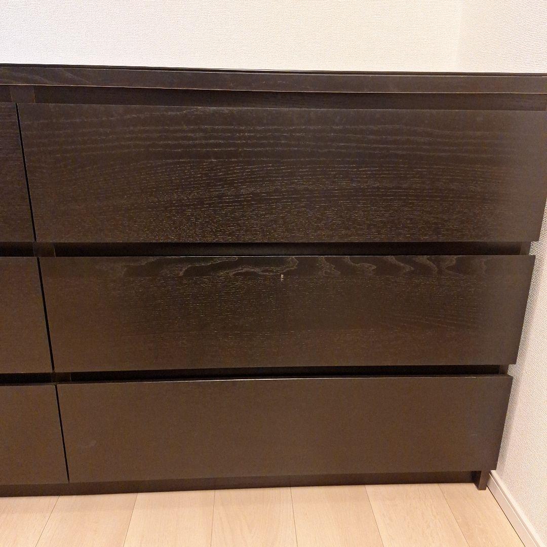 ダークブラウン 木製チェスト 6引き出し IKEA