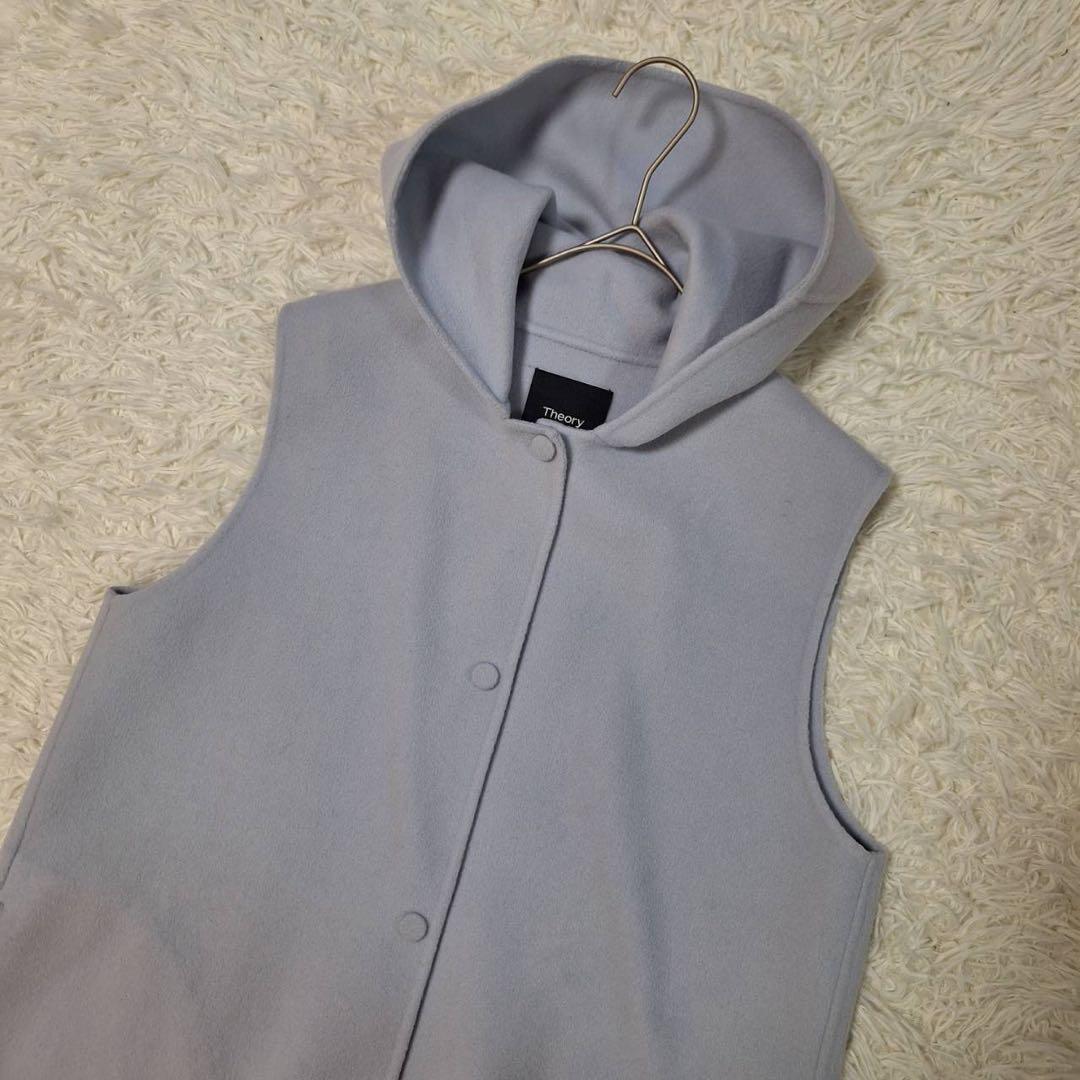 美品✨セオリー 2022AW 定価5.5万 リバーベスト ジレ フード ブルー