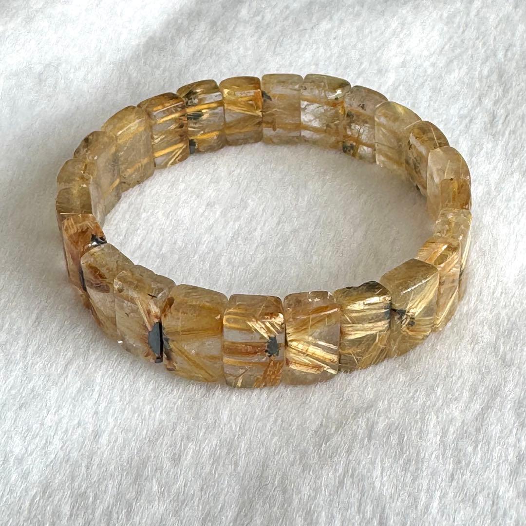 太陽放射 ゴールドルチルクォーツ バングル ブレスレット タイチンルチル