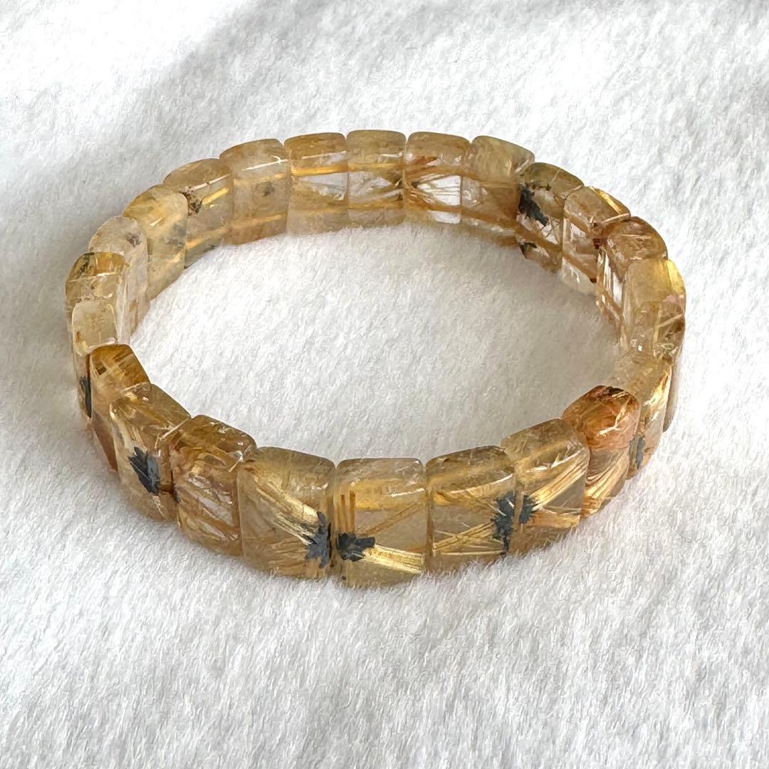 太陽放射 ゴールドルチルクォーツ バングル ブレスレット タイチンルチル