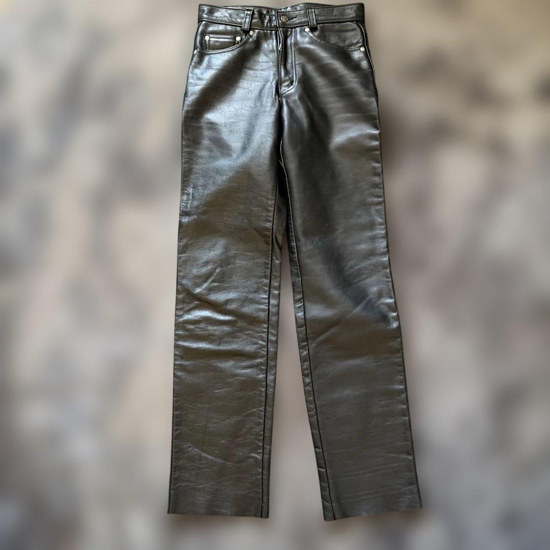 【極美品】ショット　レザーパンツ　牛革　革パン　USA製　ブラック　30