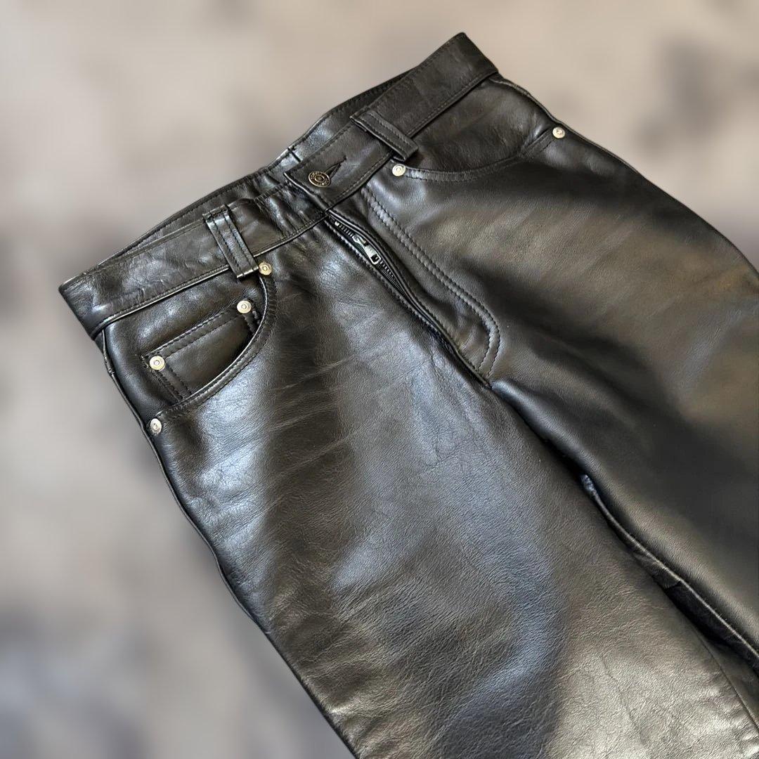【極美品】ショット　レザーパンツ　牛革　革パン　USA製　ブラック　30