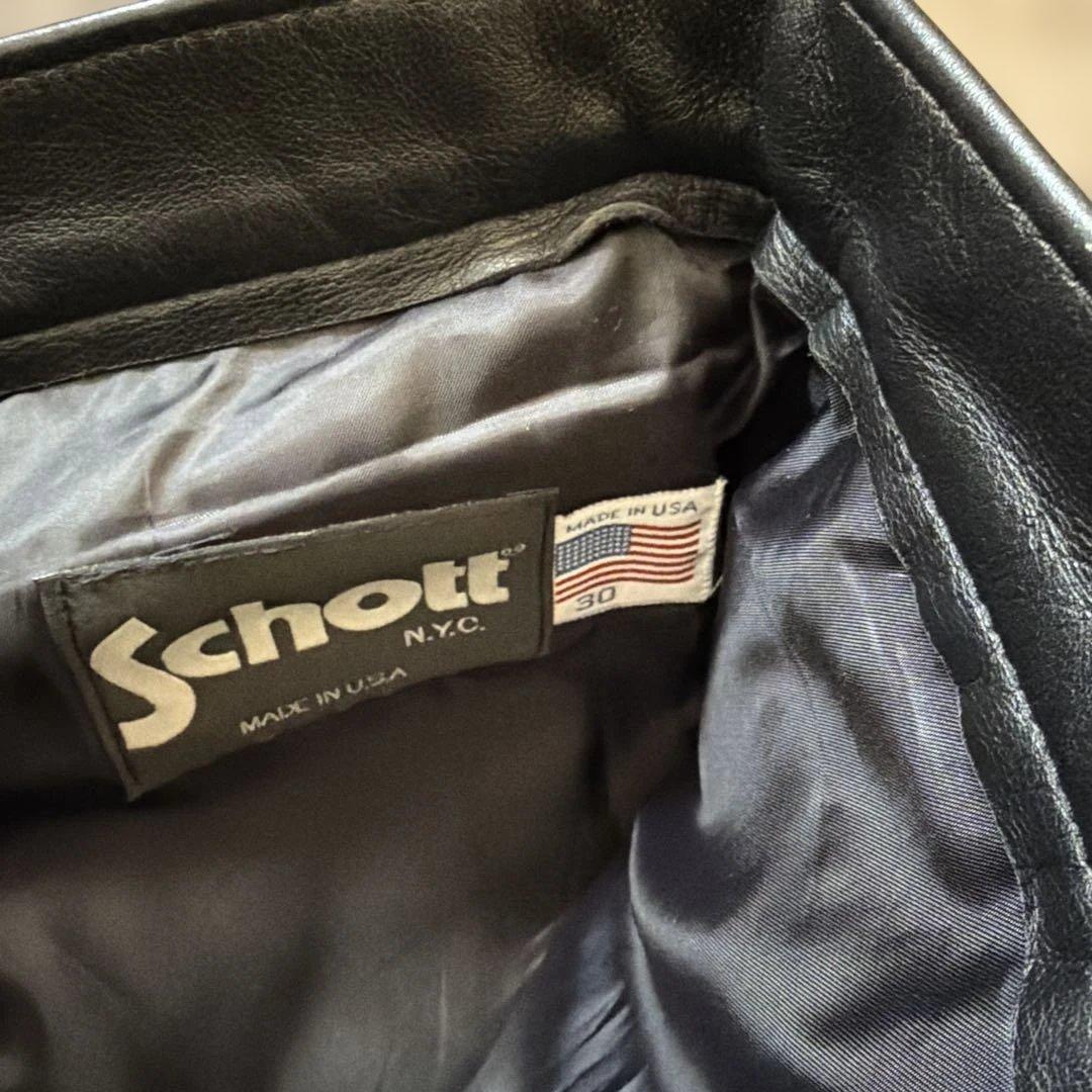 【極美品】ショット　レザーパンツ　牛革　革パン　USA製　ブラック　30