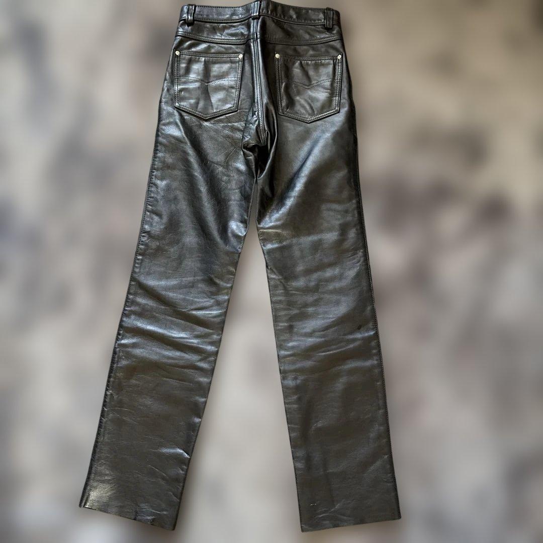 【極美品】ショット　レザーパンツ　牛革　革パン　USA製　ブラック　30