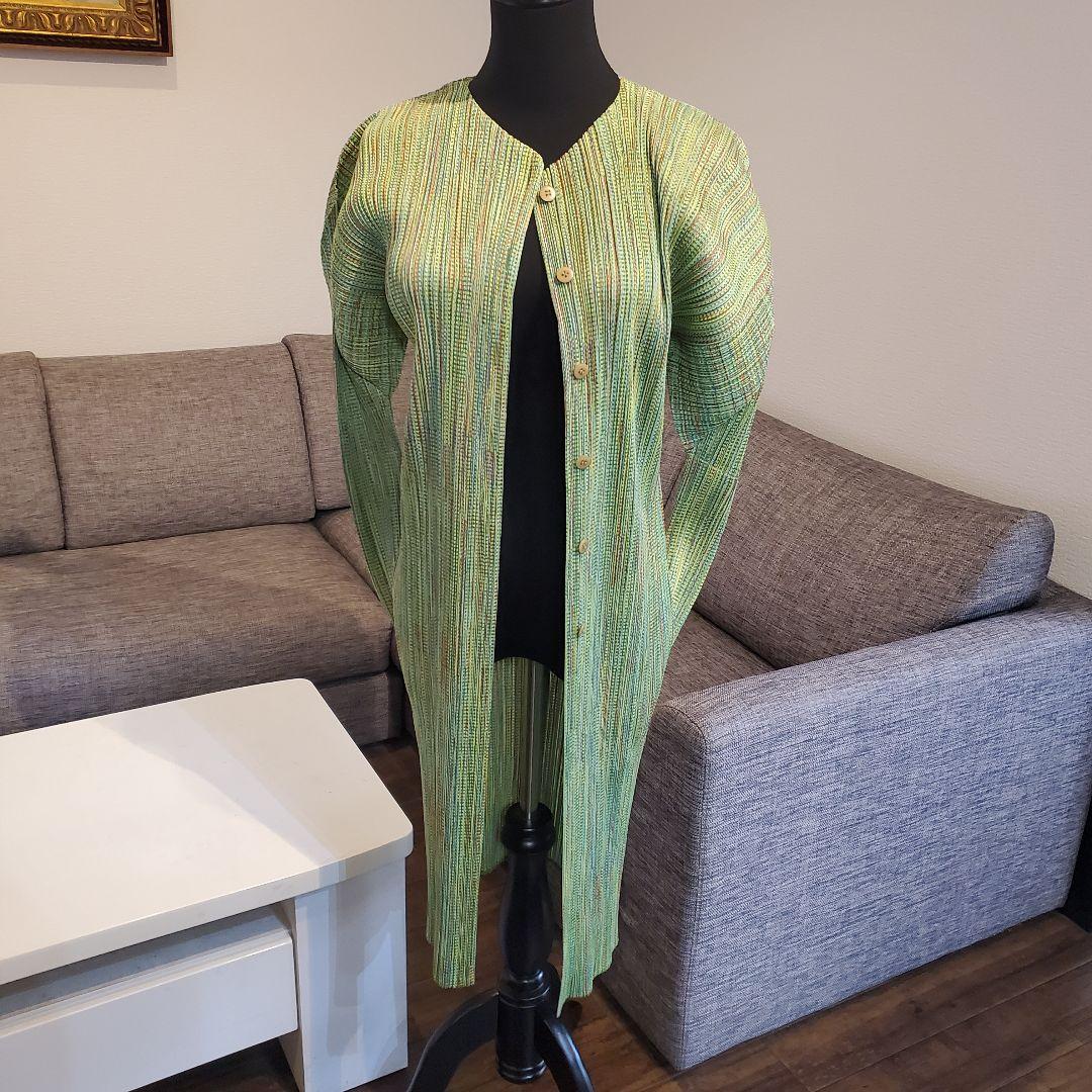 PLEATS PLEASE イッセイミヤケ ロングカーディガン ポケット&ボタン