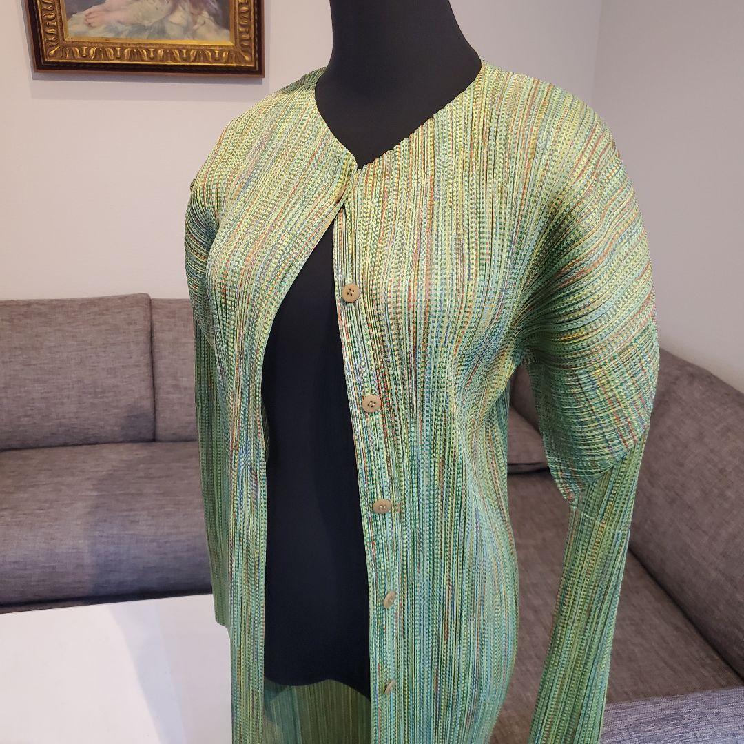 PLEATS PLEASE イッセイミヤケ ロングカーディガン ポケット&ボタン