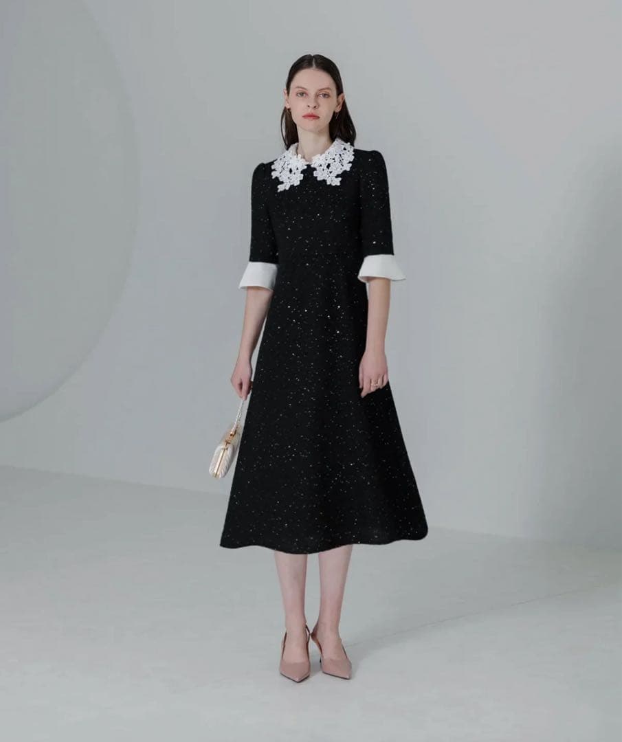 Leja スパンコールAラインワンピースドレス