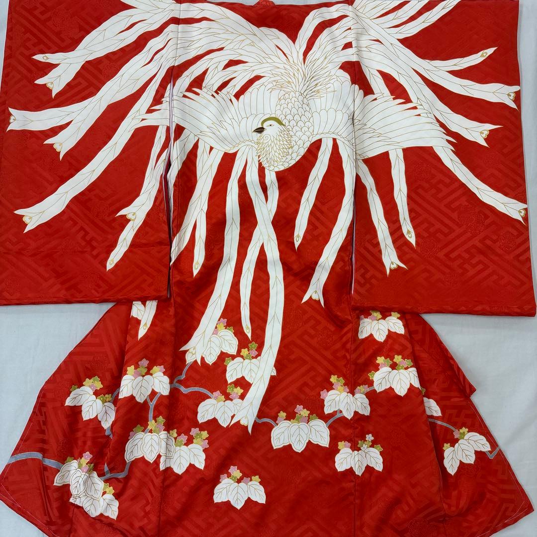 新品正絹産着（お祝着）特撰京友禅伝統白上げ工芸染　本金の糸目仕様優美鳳凰に花桐文