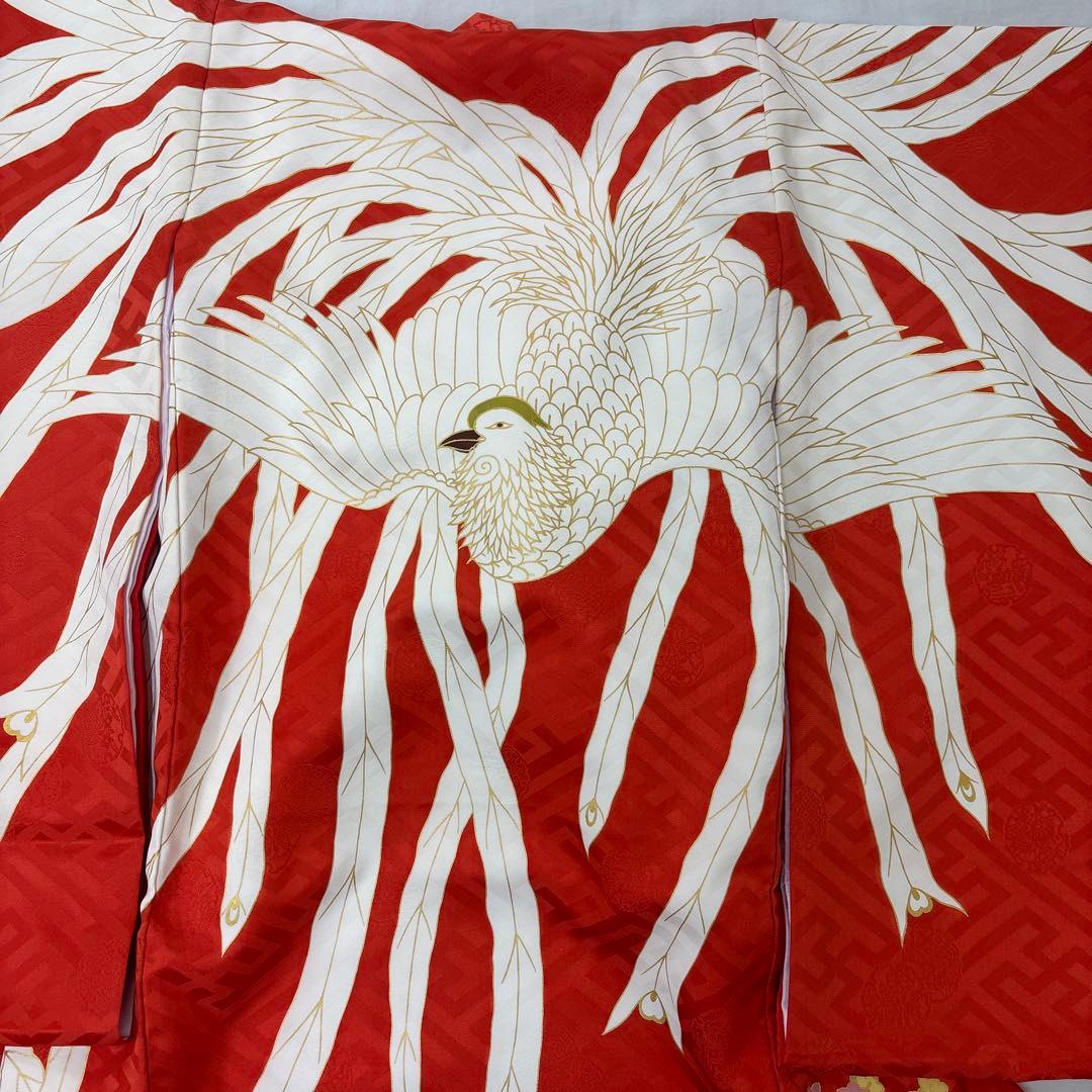 新品正絹産着（お祝着）特撰京友禅伝統白上げ工芸染　本金の糸目仕様優美鳳凰に花桐文