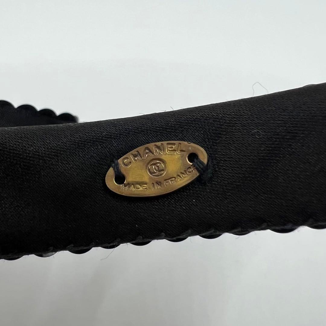 【極美品】シャネル カチューシャ リボン スパンコール ブラック レア