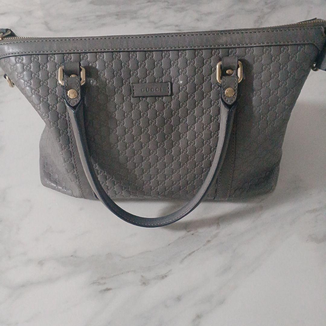 GUCCI グレー ハンドバッグ　ショルダーストラップ2way
