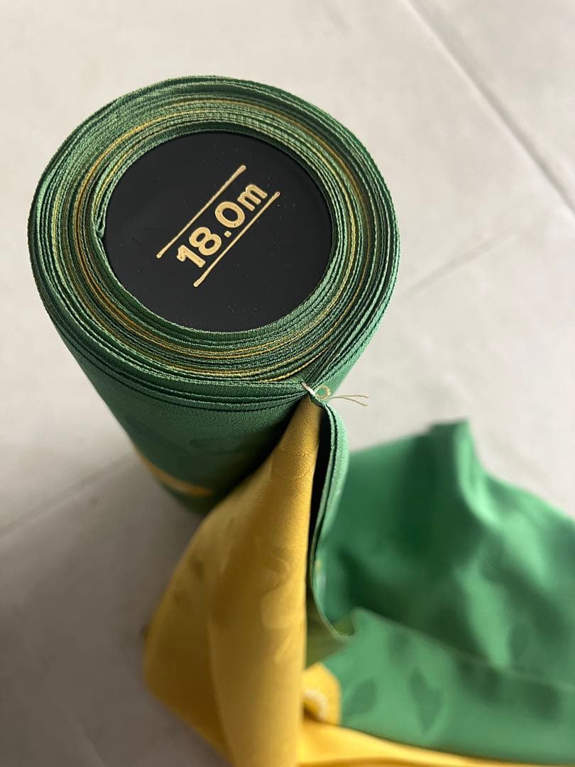 振袖長襦袢　正絹　新品未使用　絞り　 18.0m 高級反物　綺麗な緑と辛子色