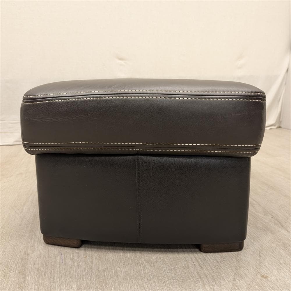 美品　カリモク　本革　オットマン　スツール　腰掛け　一人掛け　1P　足置き