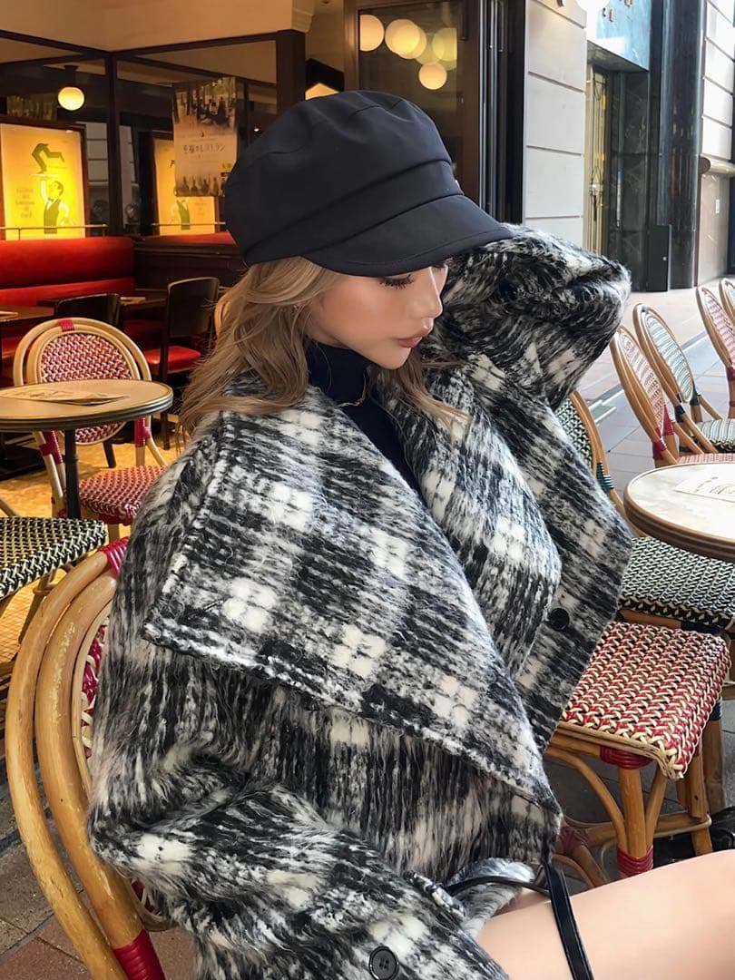 ジャケット・アウター DIANTE BIG COLOR SHAGGY JACKET D/MIX