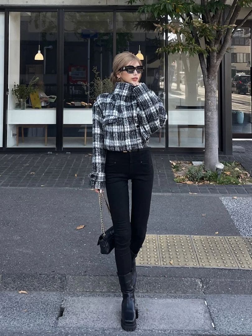 ジャケット・アウター DIANTE BIG COLOR SHAGGY JACKET D/MIX