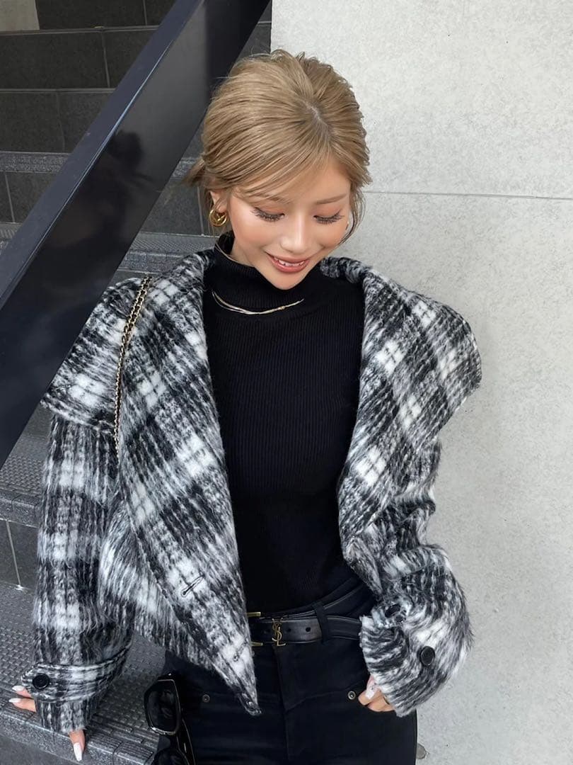 ジャケット・アウター DIANTE BIG COLOR SHAGGY JACKET D/MIX