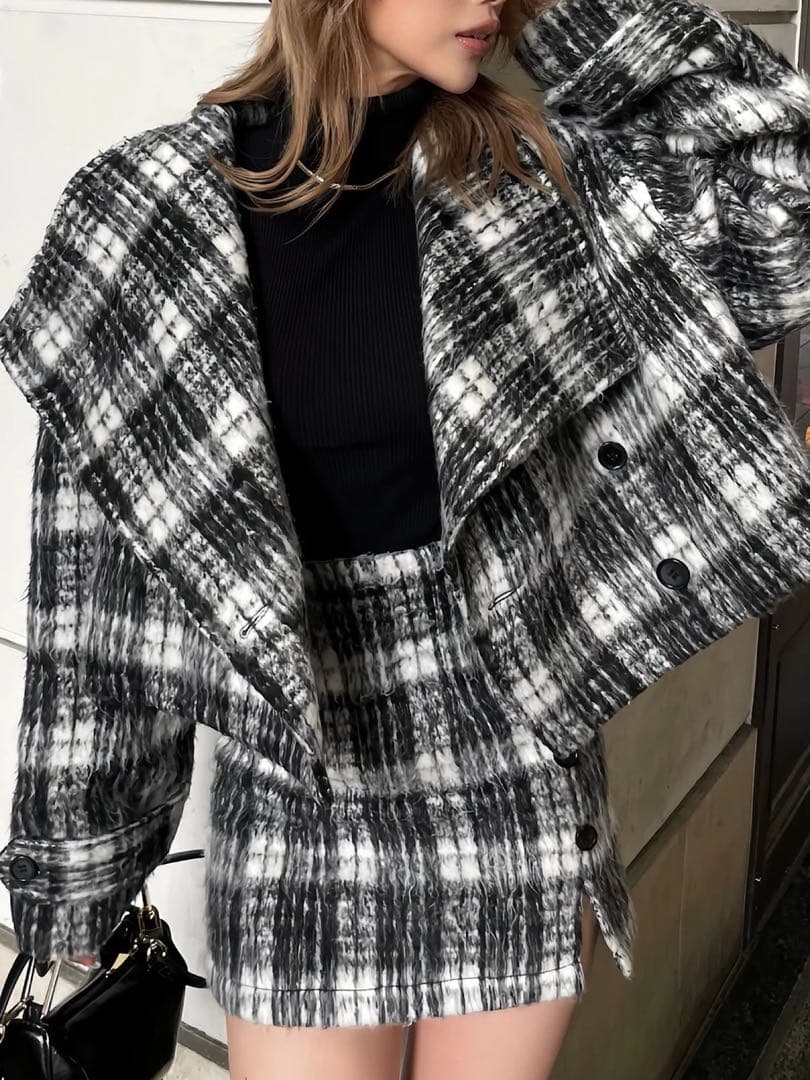 ジャケット・アウター DIANTE BIG COLOR SHAGGY JACKET D/MIX