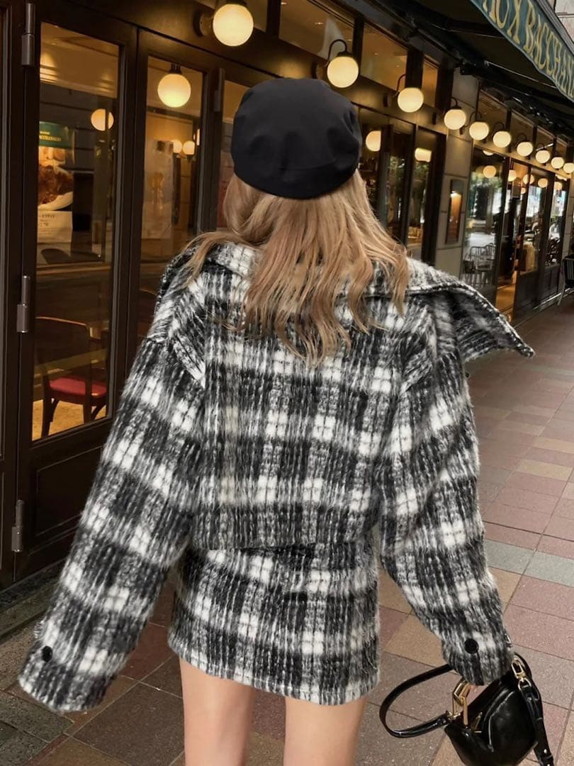 ジャケット・アウター DIANTE BIG COLOR SHAGGY JACKET D/MIX