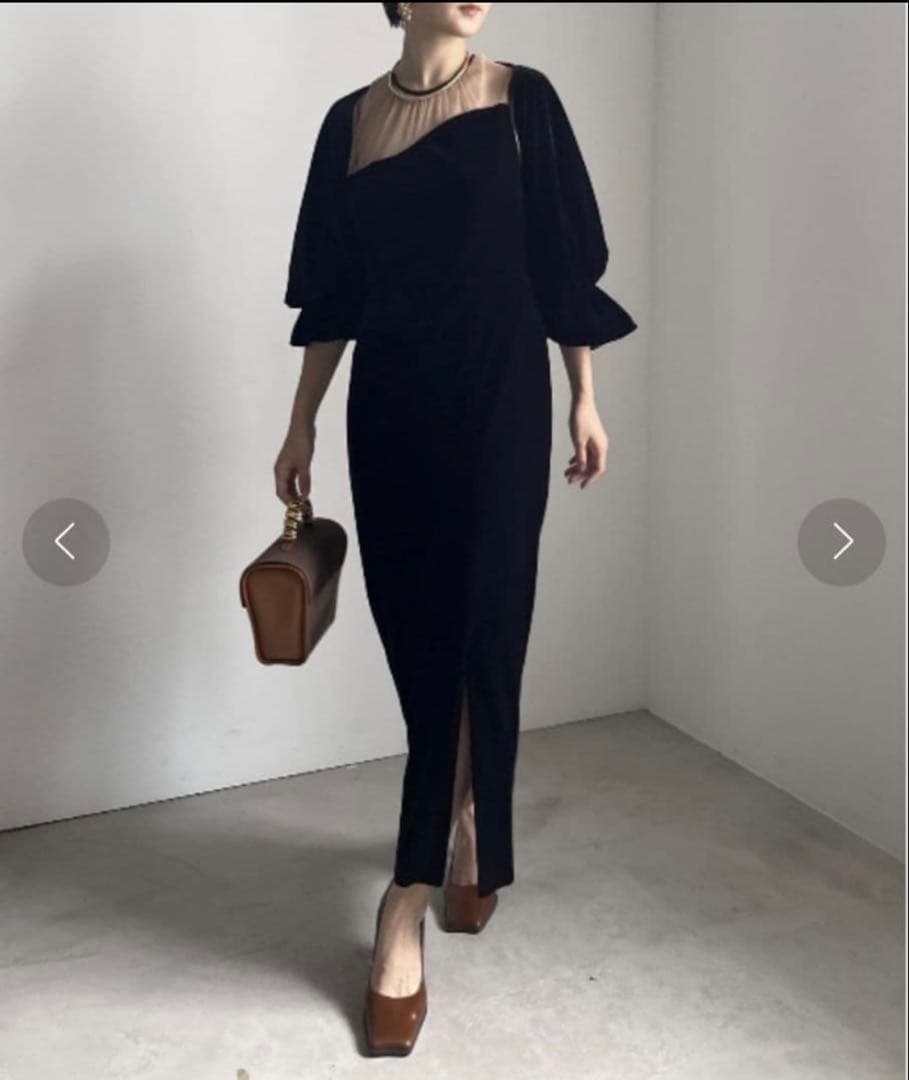 ワンピース AmeriVintage 2WAY CURVE VELOURS DRESS