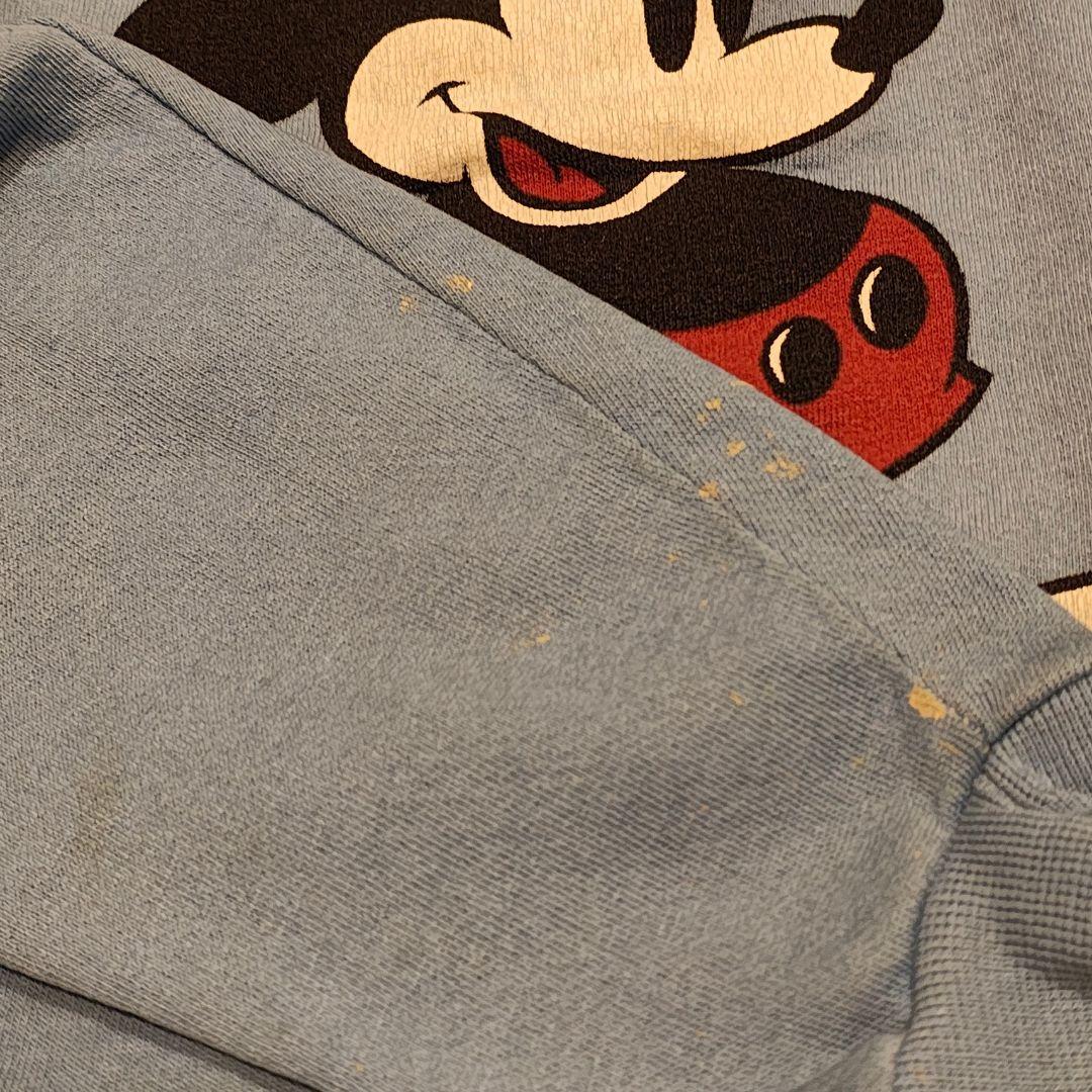 n*様 70s80s ディズニー ミッキー 白足 水色 ビンテージスウェットdi