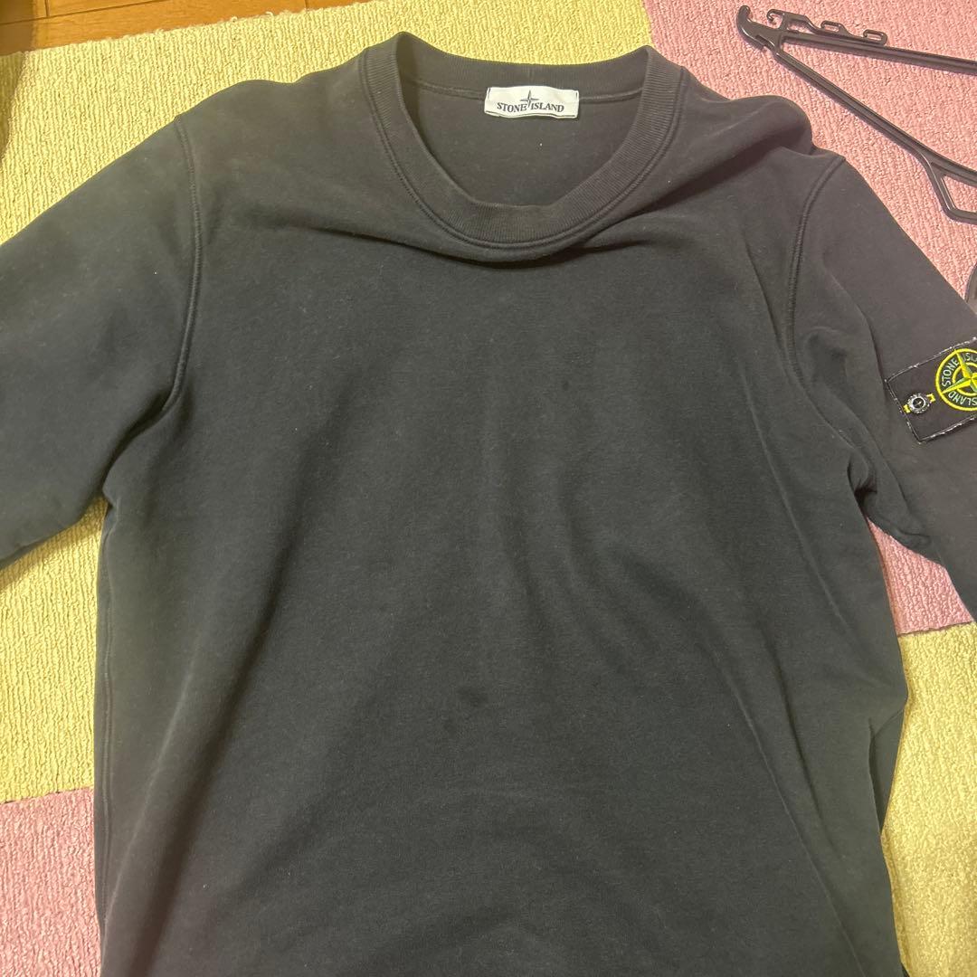 STONE  ブラック クルーネック スウェット