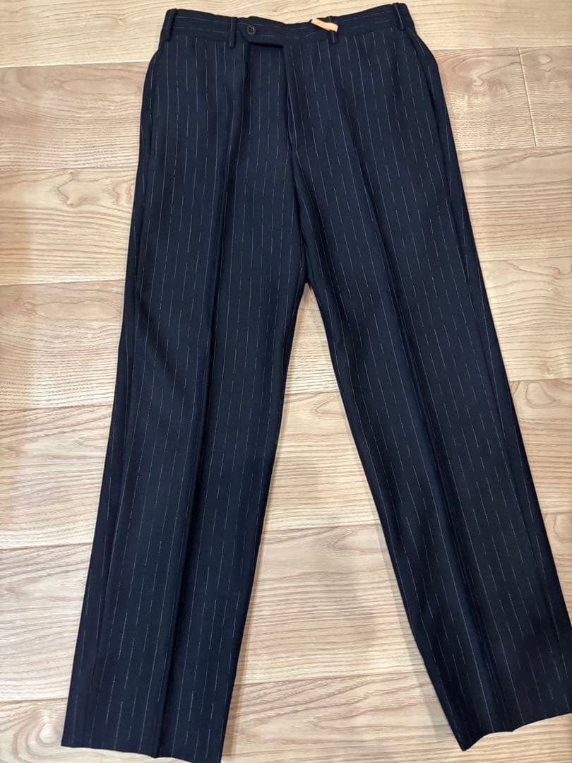 HERMES ネイビー ストライプ スラックス