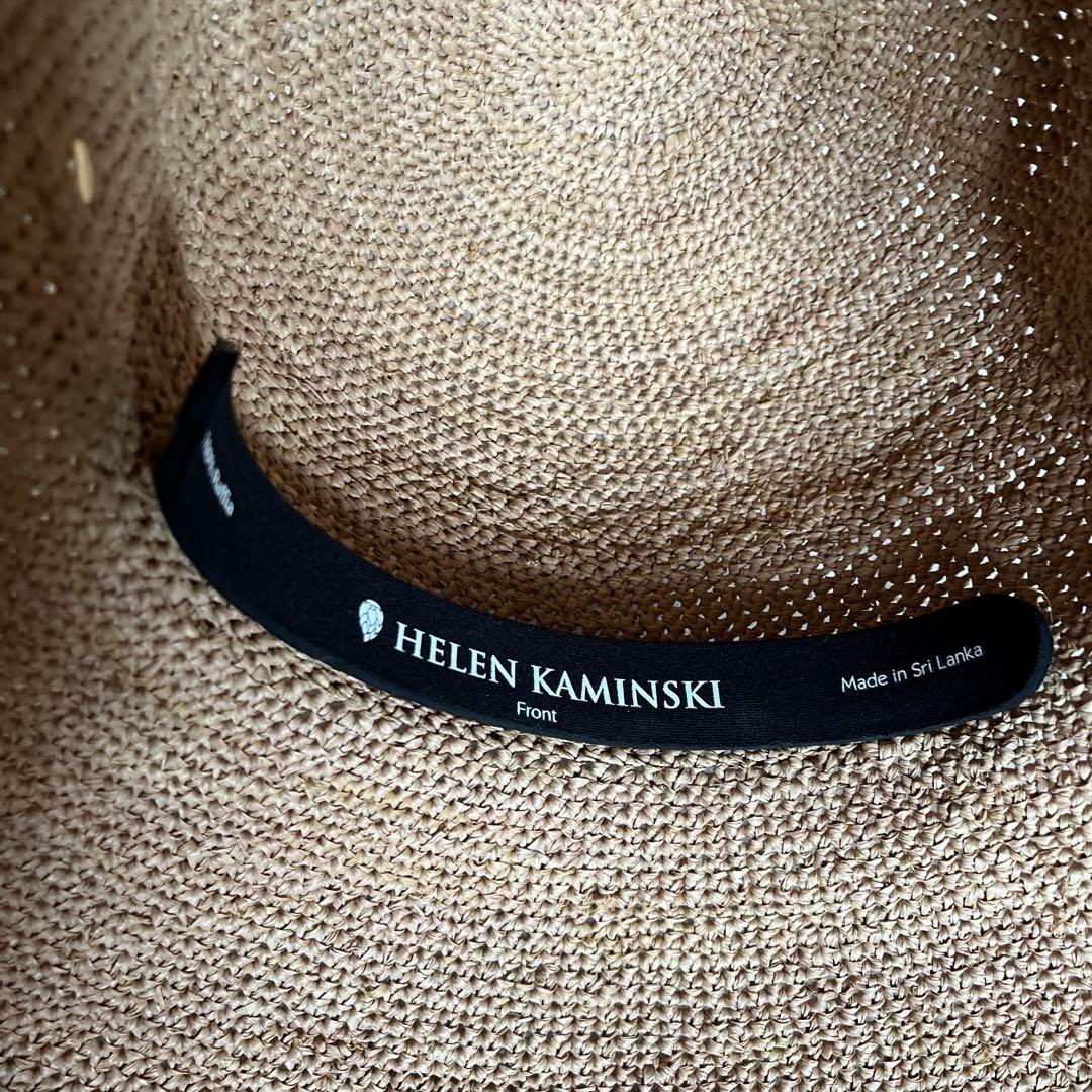 ヘレンカミンスキー ベージュ ストローハット リボン付き