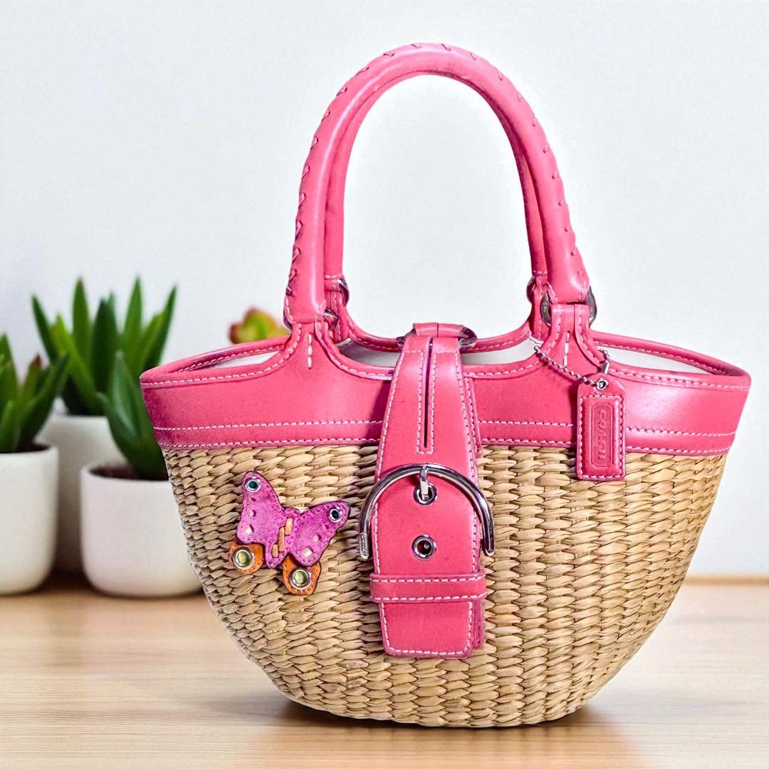 ✨美品✨ COACH カゴバッグ バタフライストロー 肩掛け 可愛い