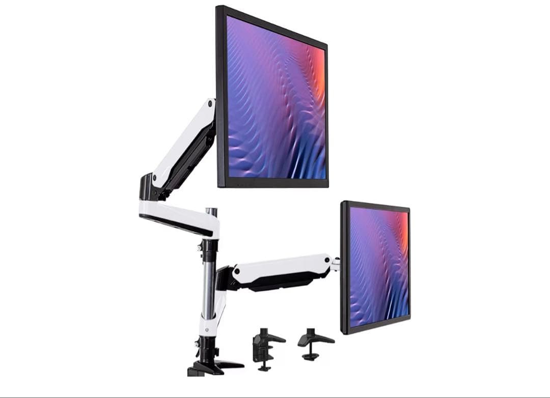 SHOPPINGALL ガススプリング式　モニターアーム　デュアル　ホワイト