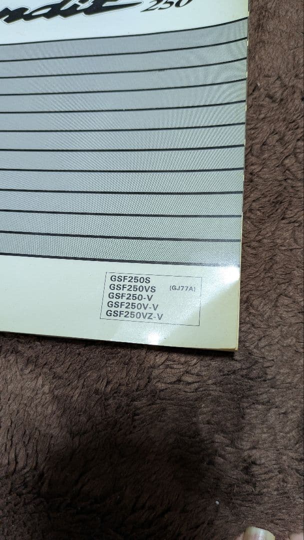 GJ77Aバンディット250 サービスマニュアル パーツリスト