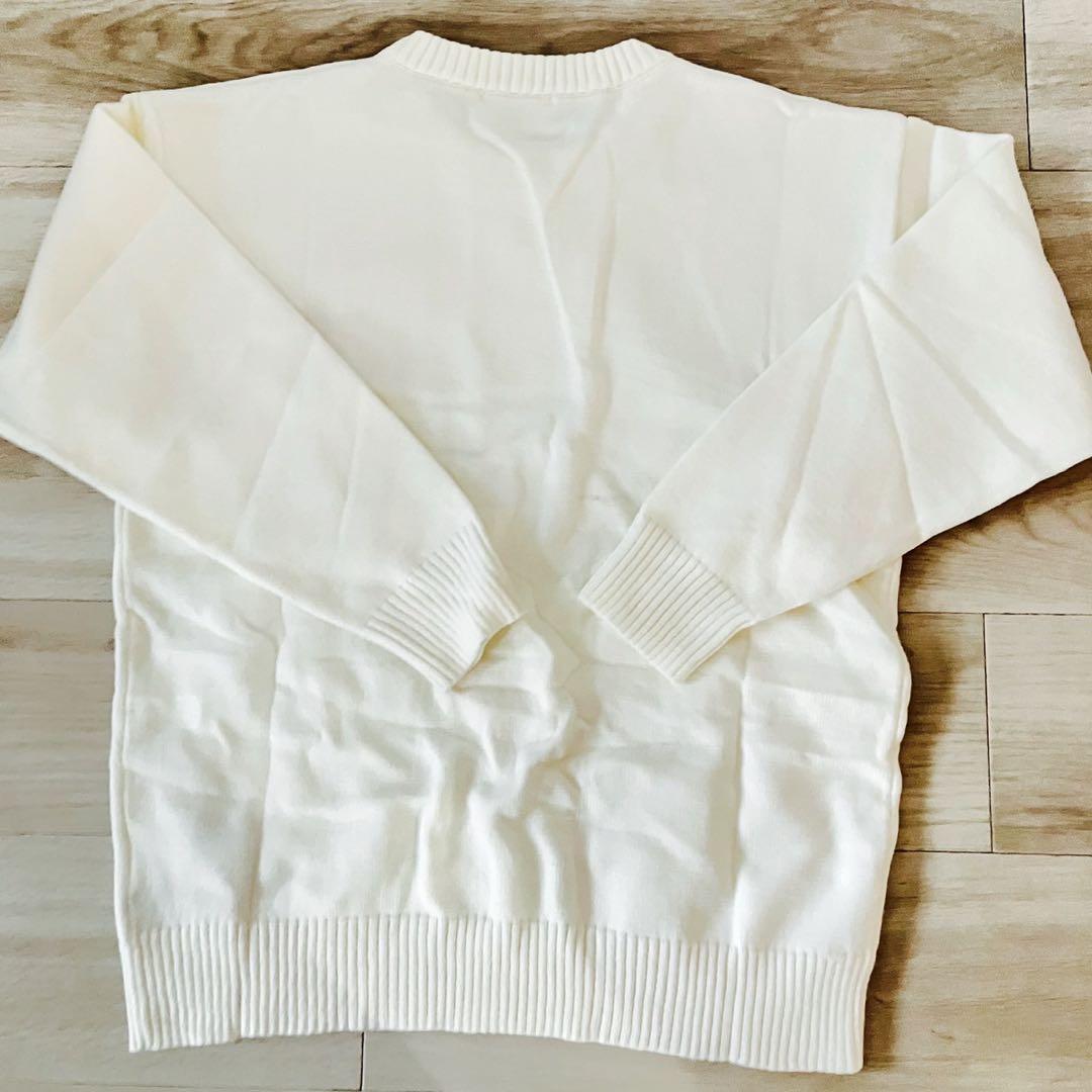 【AmiParis　クルーネックセーター 白 XL】