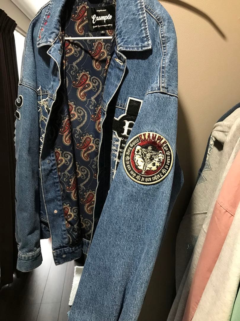 EXAMPLE 刺繍 デニムジャケット ペイズリー総柄 Mサイズ