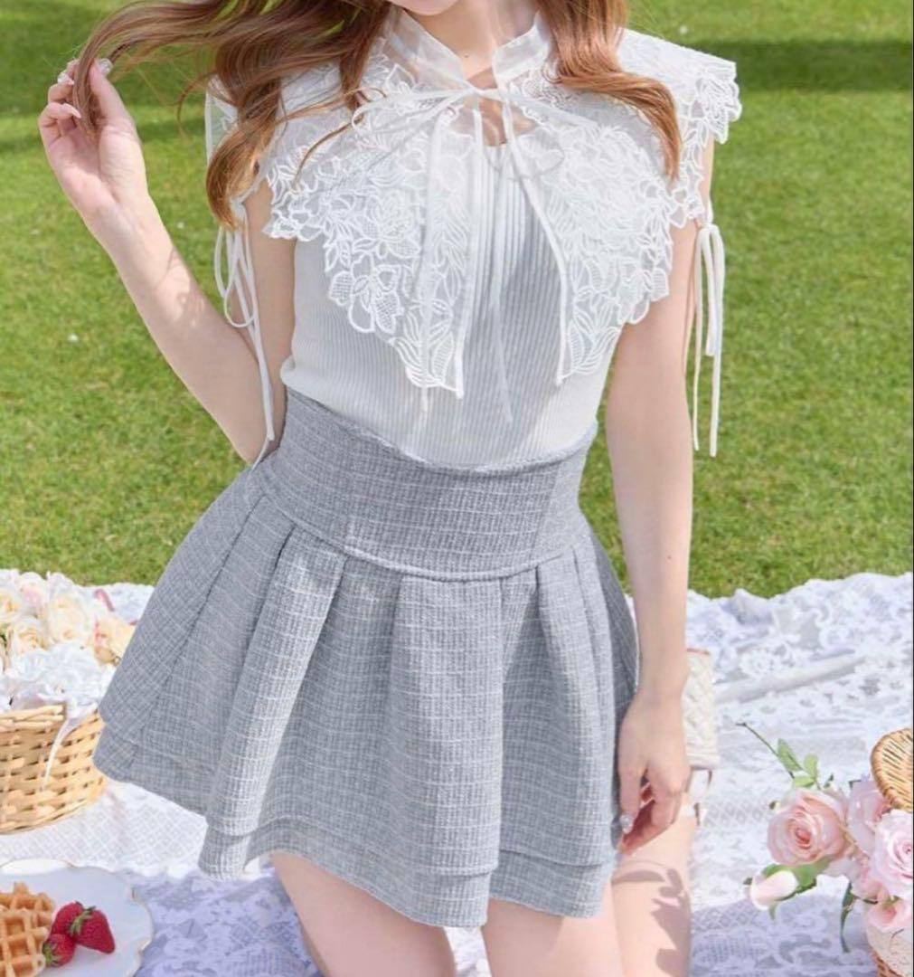 美品 美脚になれる♡ラメツイードスカート ブルー Sサイズ 正規品 ♥