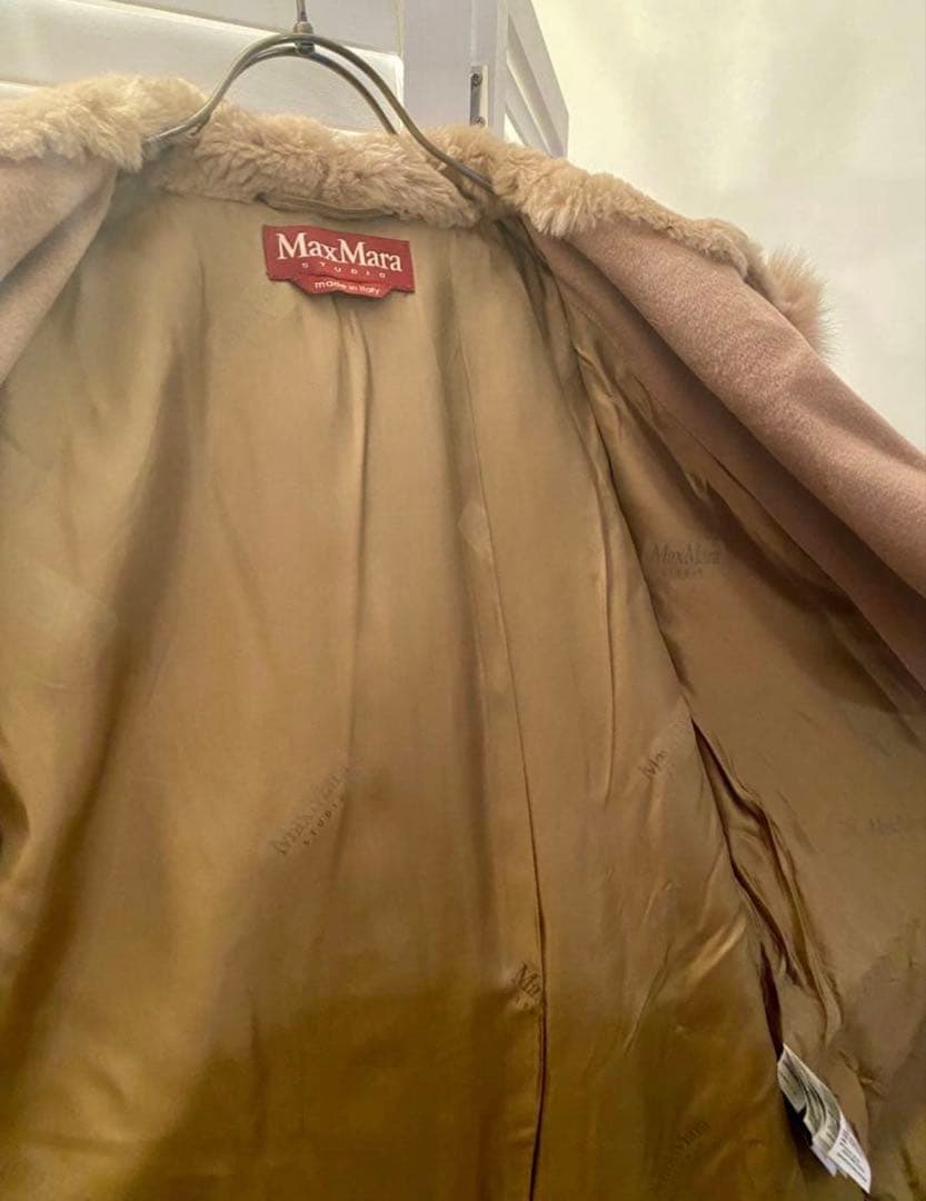 MaxMara ベージュファー付きロングコート