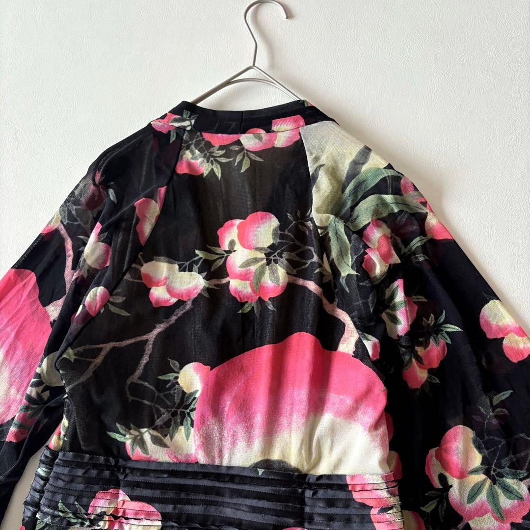 ■美品ヴィヴィアンタムパワーネットＶネック花柄ワンピース着物風ワイドスリーブ